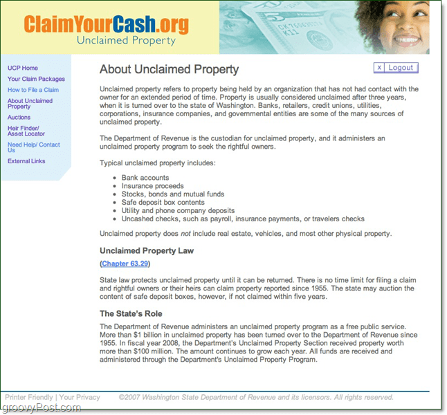 claimyourcash.org נכס ללא תביעות