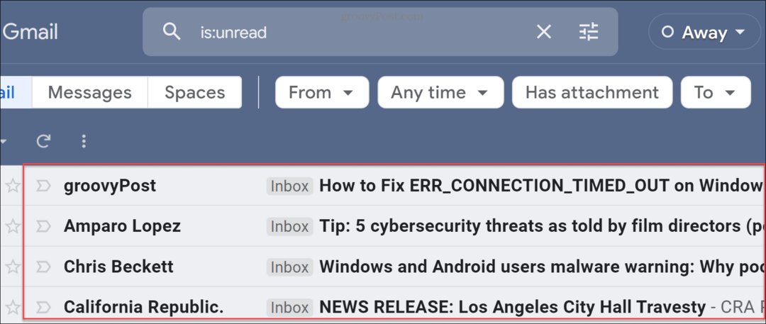 מצא אימיילים שלא נקראו ב-Gmail