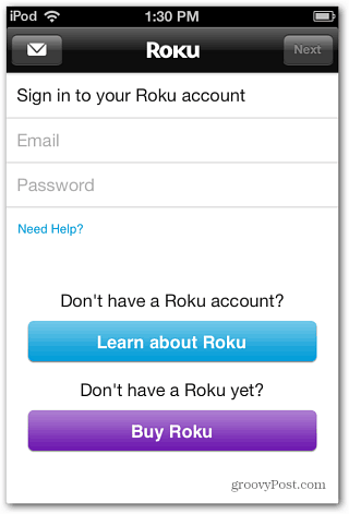 כניסה לחשבון Roku