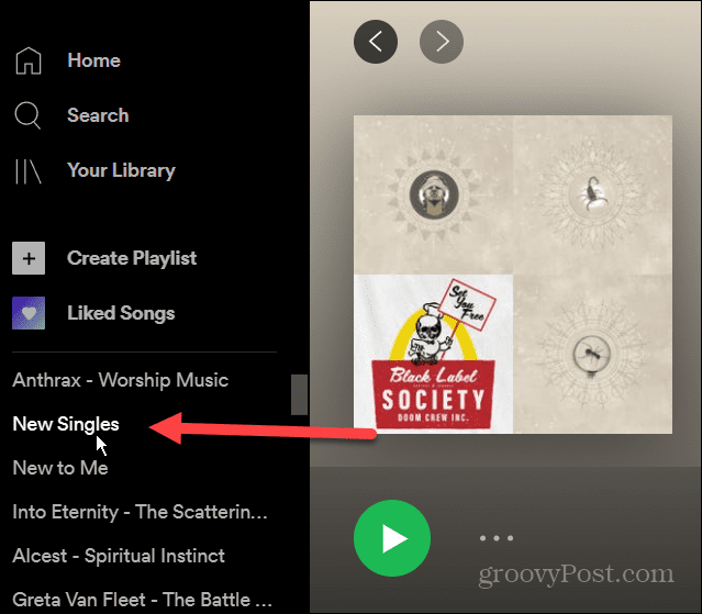 בחר רשימת השמעה של Spotify Desktop