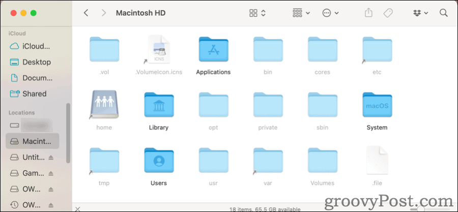 הצג קבצים מוסתרים ב-Mac ב-Finder