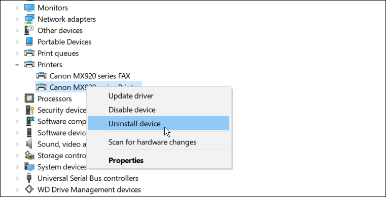 הסר התקנה של כונן מדפסת תיקון אינו זמין ב-Windows 11