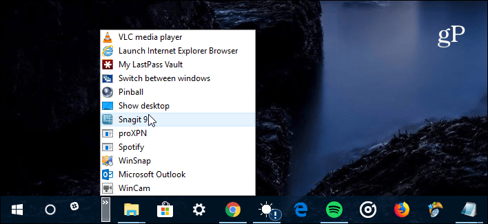 סרגל הפעלה מהירה של Windows 10