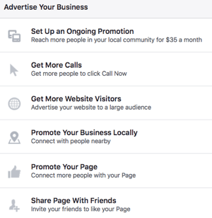 שימוש בדף פייסבוק מעניק לך גישה למגוון אפשרויות פרסום.
