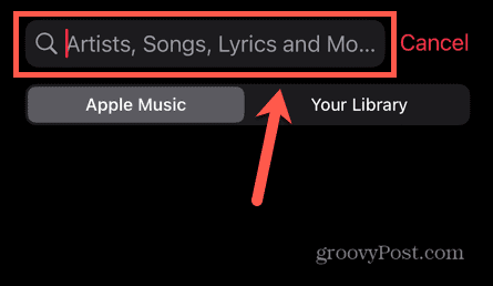 שדה חיפוש של Apple Music