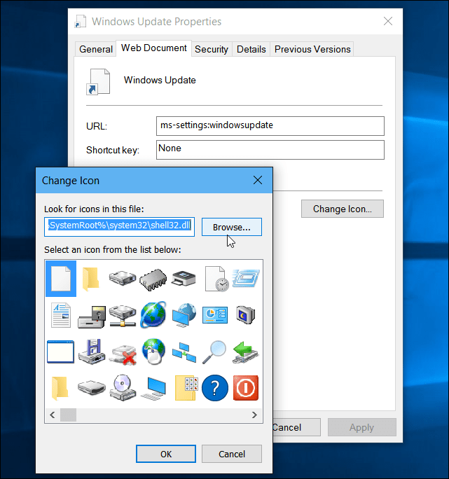 Windows 10: צור שולחן עבודה או התחל קיצור דרך עבור Windows Update