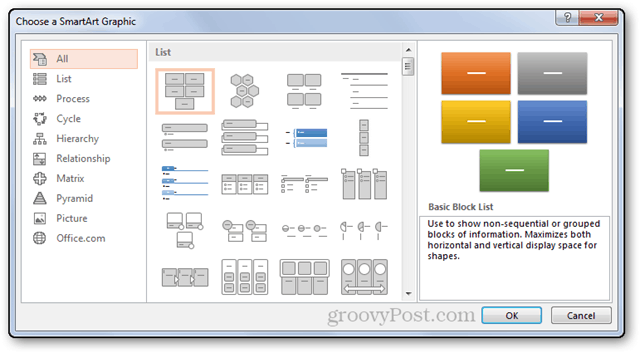 גרפיקה חכמה של Powerpoint - יצירת גרפיקה בחירה מראש בחר גרפיקה