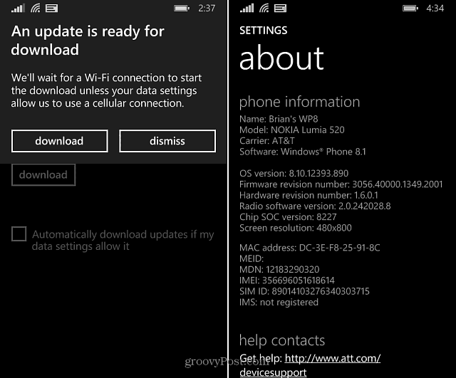 תצוגה מקדימה של Windows Phone 8.1 מקבלת עדכון נוסף