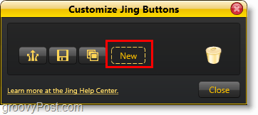 לחץ על הכפתור החדש כדי להוסיף כפתור חדש של ג'ינג שתף