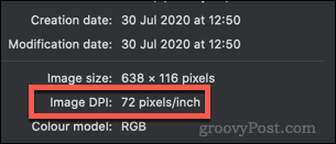 DPI של תמונה המוצגת ב- macOS