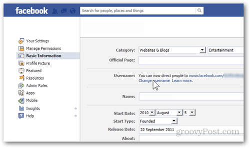 העדפות הגדרות פייסבוק מידע בסיסי שם משתמש שינוי שם משתמש