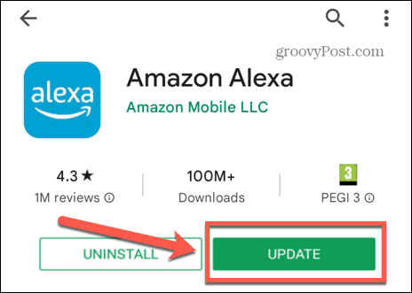 עדכון אפליקציית alexa
