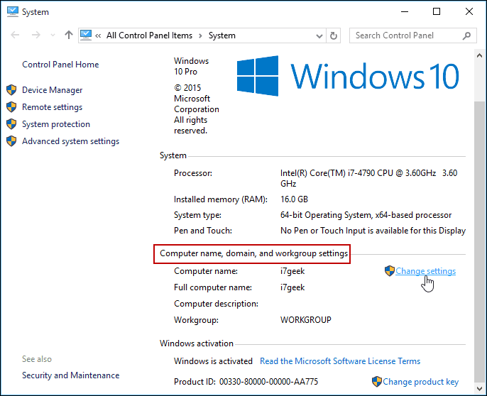 שנה את ההגדרות לוח הבקרה של Windows 10