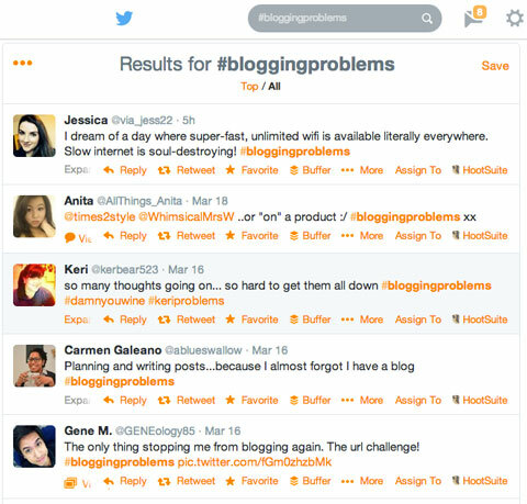 #bloggingproblems חיפוש hashtag בטוויטר