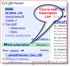 כיצד לקרוא את גוגל הוסף מנוי להזנת RSS