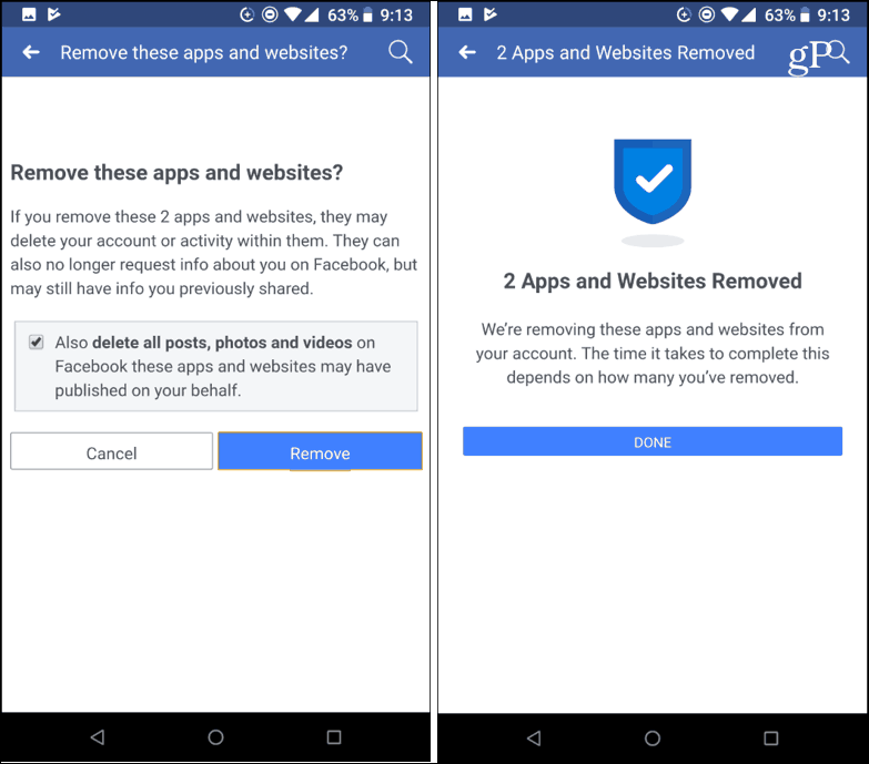 אשר הסר אפליקציות של צד שלישי פייסבוק לנייד