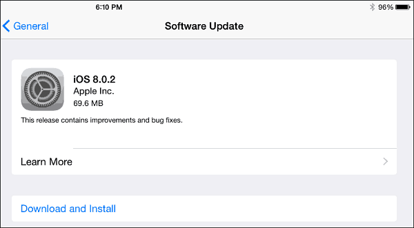 עדכון iOS 8.0.2