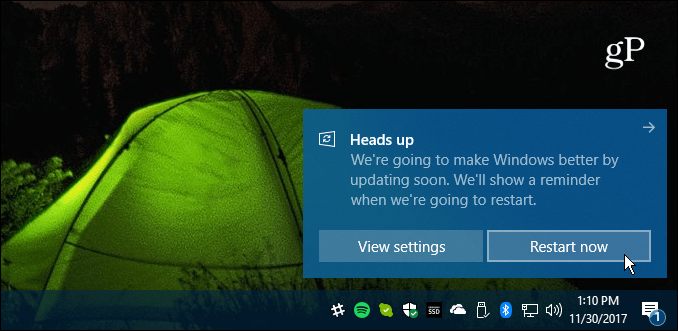 הפעל מחדש את העדכון המצטבר של Windows 10 הנדרש