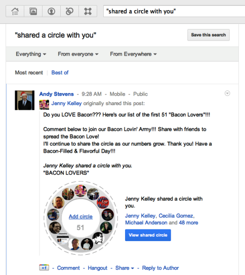 התחלת google + 5 מעגלים משותפים