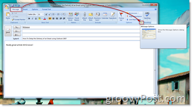 פתח את תיבת הדו-שיח אפשרויות הודעה של Outlook
