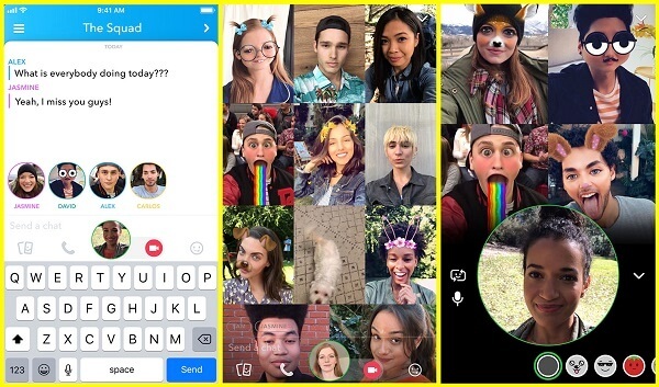 Snapchat מציג וידאו צ'אט קבוצתי לעד 16 אנשים.