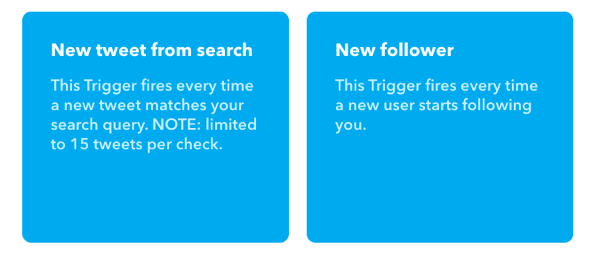 בחר ציוץ חדש מחיפוש עבור ההדק של יישומון IFTTT שלך.