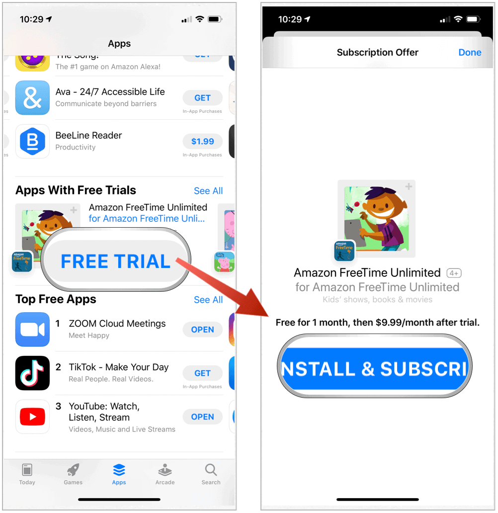 תנאי ניסיון בחינם של App Store
