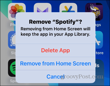 מחק את אפליקציית Spotify ב-iOS