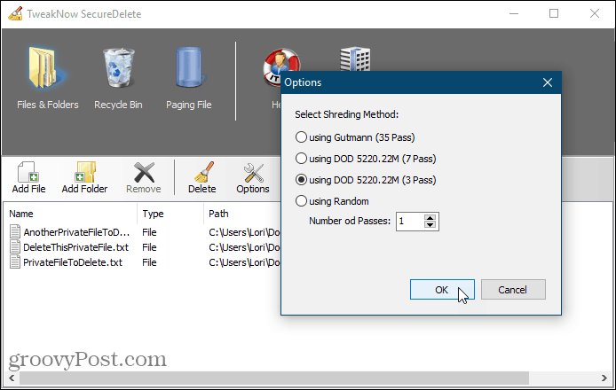 כלי המחיקה המאובטח של SecureDelete עבור Windows