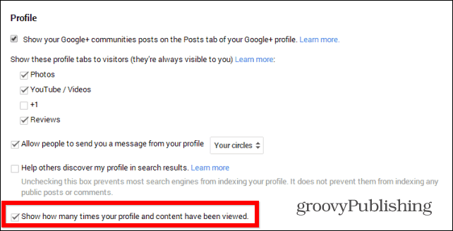 טיפ Google+: הסתר את הפרופיל שלך צפייה בספירה