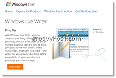 דף ההורדות של Windows Live Writer 2008