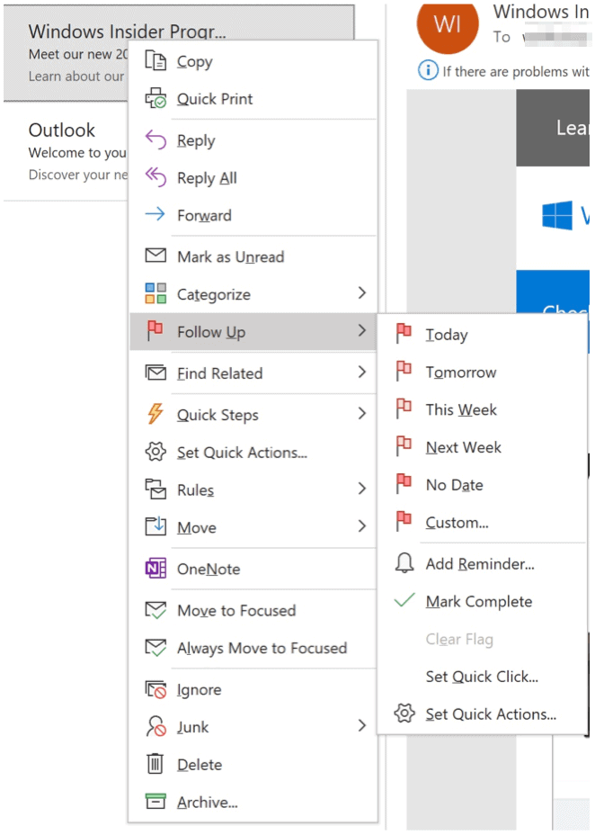 Microsoft Outlook טיפים דגלים