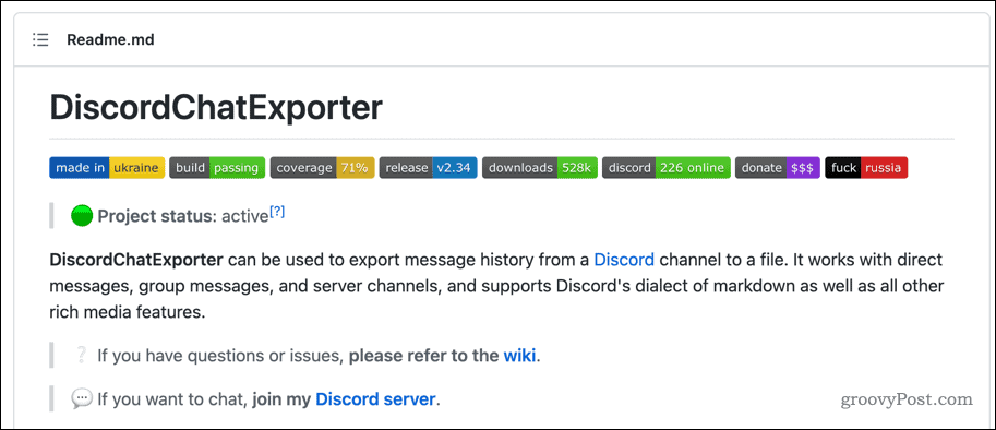 דף github של DiscordChatExplorer