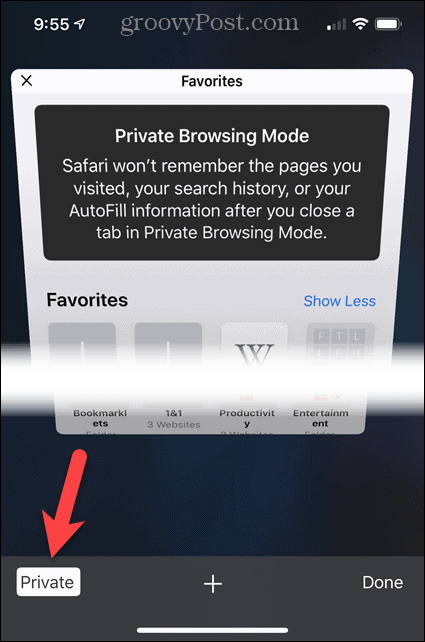 כבה את פרטי ב- Safari ב- iOS