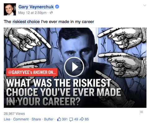 פוסט הווידיאו של גרי vaynerchuk בפייסבוק