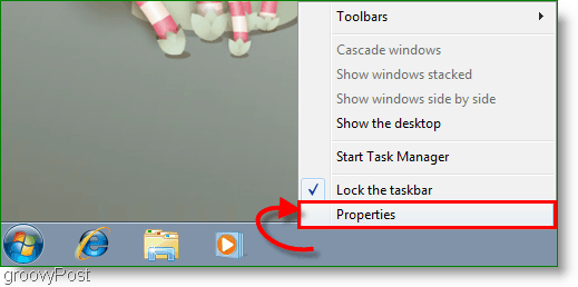 מאפייני Windows 7 מתמונה המסך של שורת המשימות