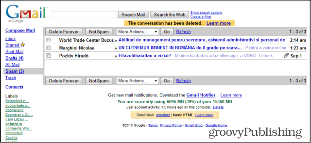 HTML בסגנון ישן של Gmail