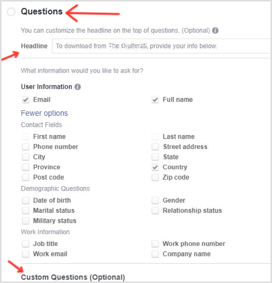 שאלות נבחרות למודעות מובילות בפייסבוק
