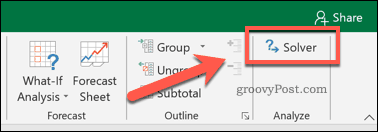 כפתור הפותר ב- Excel