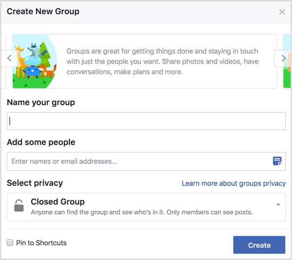 פייסבוק ליצור קבוצה חדשה