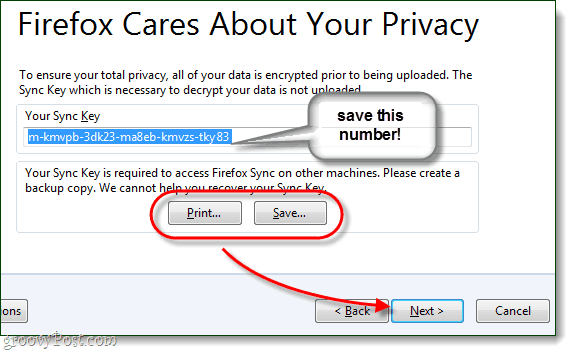 שמור את מפתח סנכרון ה- Firefox שלך, חשוב מאוד
