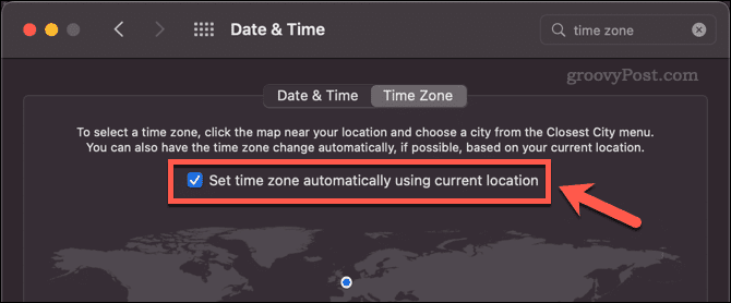 הגדרה ידנית של אזור זמן עבור Mac