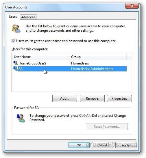 כיצד להיכנס אוטומטית ל- Windows 7