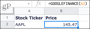 עקוב אחר מניות ב- Google Sheets עם הפניה לתא