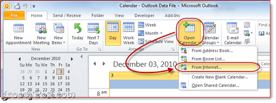 לוח השנה של גוגל ל- Outlook 2010`