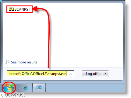 צילום מסך - הפעלת כלי תיקון SCANPST של Outlook 2007