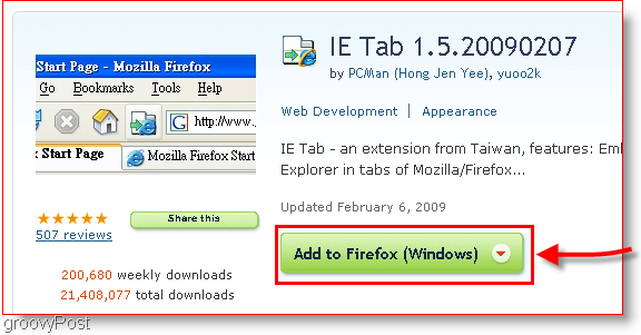 הורד את כרטיסיית ה- IE עבור Firefox