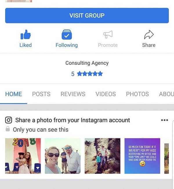 האפליקציה הניידת של פייסבוק מציעה כעת תמונות אינסטגרם לשיתוף בעמוד.