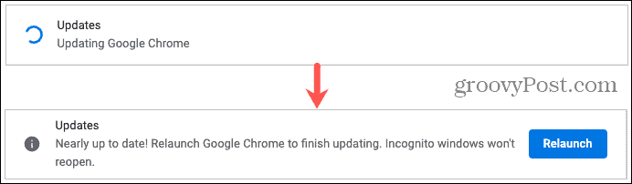 עדכון והפעלה מחדש של Google Chrome
