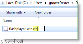תמונת מסך: קובץ ZIP Flashplayer חלונות 7